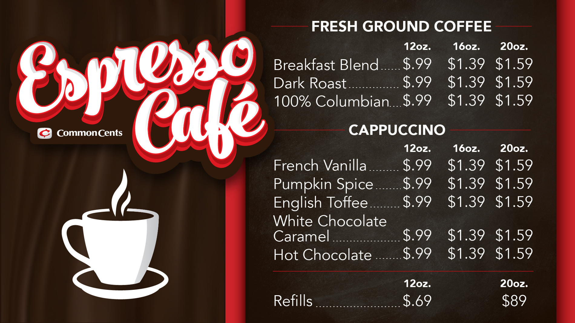     Coffee Menu-display